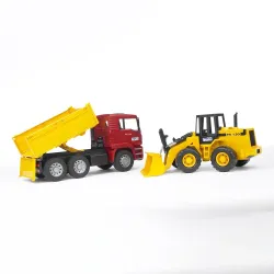 Žaislinis BRUDER savivartis MAN su buldozeriu 02752