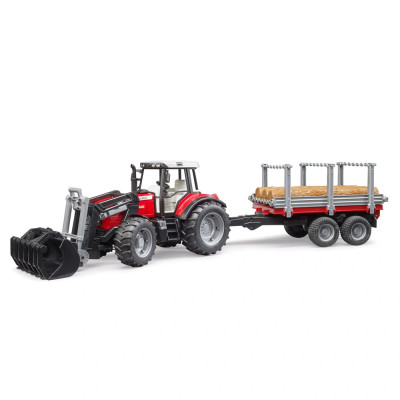 Žaislinis BRUDER traktorius Massey Ferguson su priekaba 02046
