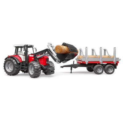 Žaislinis BRUDER traktorius Massey Ferguson su priekaba 02046