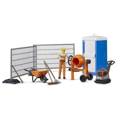 Žaislinė BRUDER statybvietės rinkinys su darbininku 62008